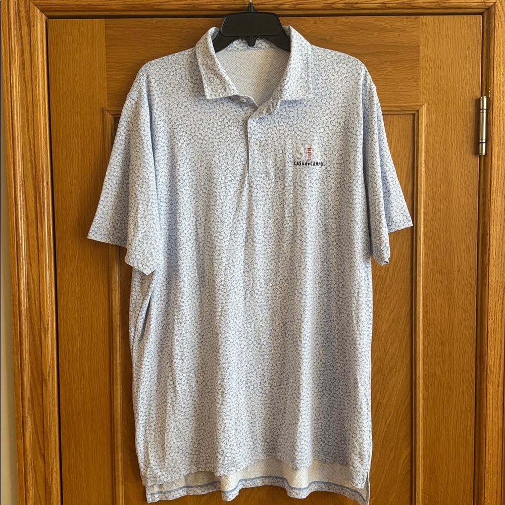B. Draddy Sport Performance Golf Polo Blue Print Casa de Campo XL Stretch
